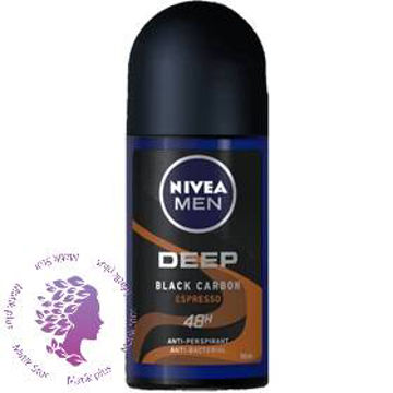 مام رول دئودورانت مردانه نیوا دیپ (نارنجی) بلک کاربن اسپرسو حجم 50 میل ا Nivea Men Deep black carbon espresso Roll On Deodurant 50ml