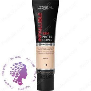 کرم پودر اینفالیبل 32 ساعته مت کاور لورال شماره 155 Loreal Infaillible 32H Matte Cover Foundation 4% Niacinamide