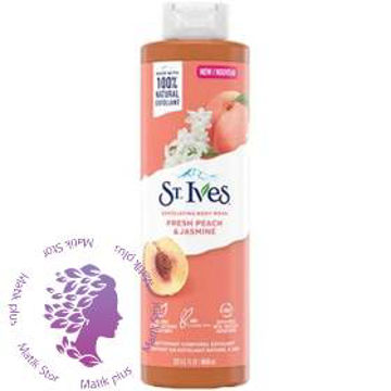 شامپوی بدن لایه بردار فرش پیچ اند جزمین سینت ایوز حجم 650 میل اورجینال ا Fresh Peach and Jasmine peel body wash St Ives 650 ML