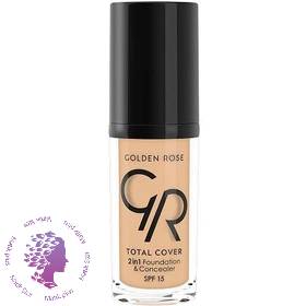 کرم پودر و کانسیلر توتال کاور گلدن رز شماره 03 ا Golden Rose Totl Cover 2in1 Foundation & Concealer No. 03