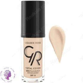 کرم پودر و کانسیلر توتال کاور گلدن رز شماره 07 ا Golden Rose Totl Cover 2in1 Foundation & Concealer No. 07