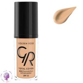 کرم پودر و کانسیلر توتال کاور گلدن رز شماره 11 ا Golden Rose Totl Cover 2in1 Foundation & Concealer No. 11