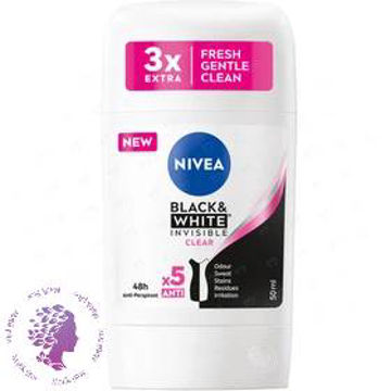 استیک ضد تعریق زنانه نیوآ مدل Black & White Invisible clear حجم 50 میلی لیتر ا Nivea Black & White Invisible clear Anti perspirant Stick For women 50ml