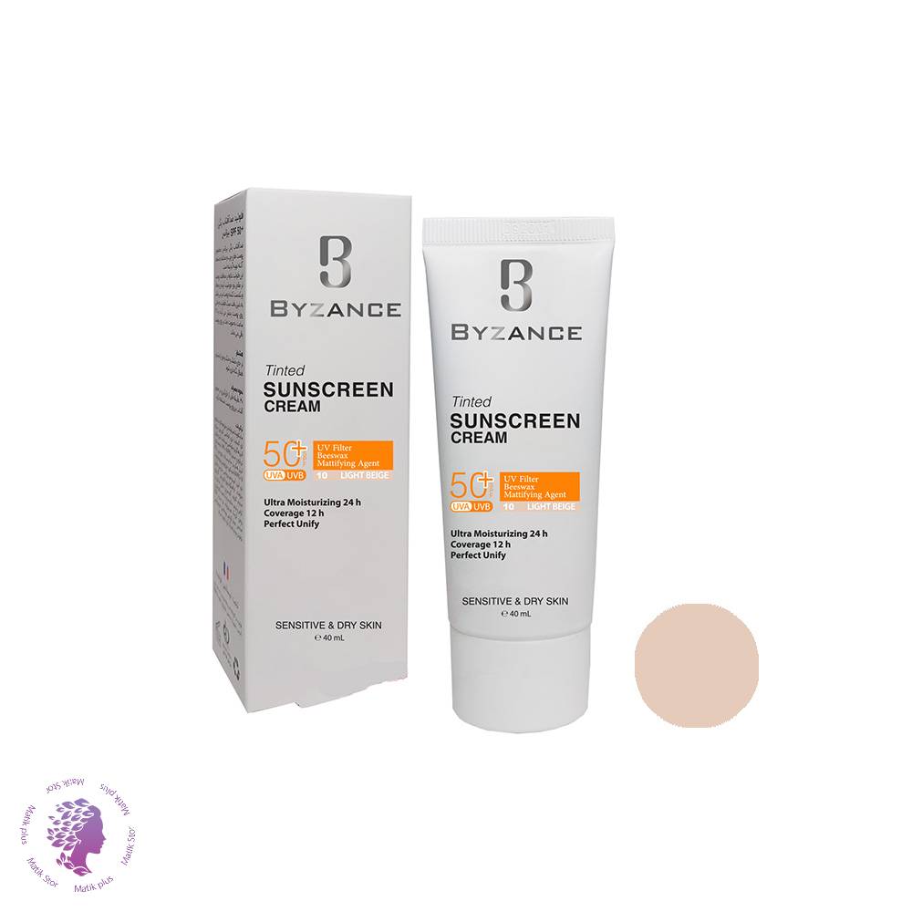 کرم ضد آفتاب  بیزانس بژ روشن شماره 10 ا Byzance Sunscreen Cream Sensitive and Dry Skin Light Beige10