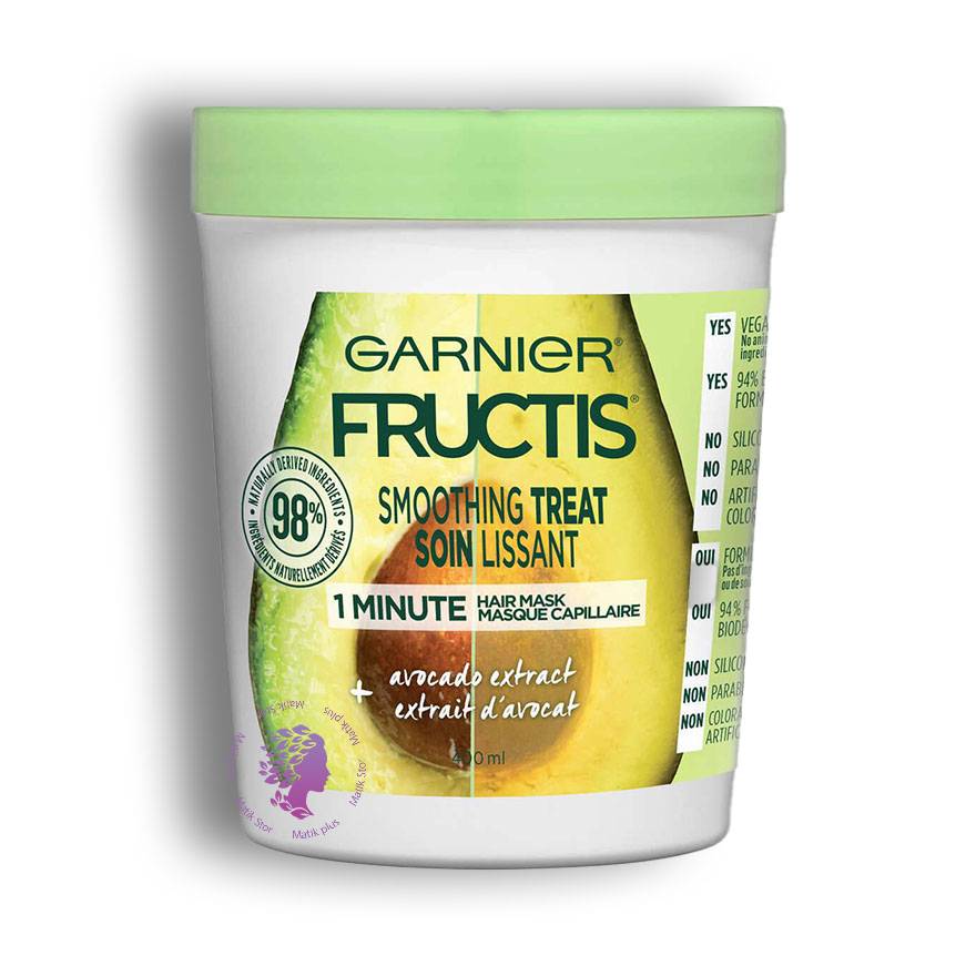 ماسک مو آووکادو گارنیر سری Fructis مدل Smoothing Treat 1 Minute حجم 400 میل